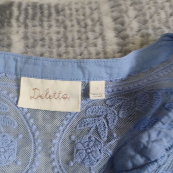 Anthropologie Deletta Linen and Lace Top Sz S Girl Era Boho Princess Fairycore - Picture 4 of 6